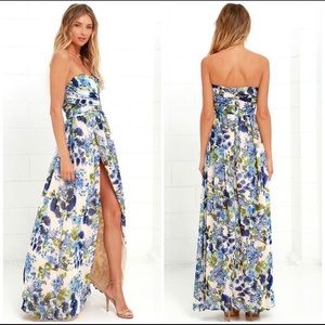 Lulus cream blue sweet symphony cocktail dress size S